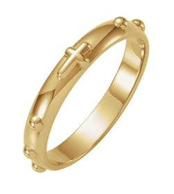 14k Yellow Gold Rosary Ring, Size 7