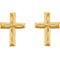 Girl's Cross Earrings, 14k Yellow Gold, Threaded Safety Posts (9X6.75MM)