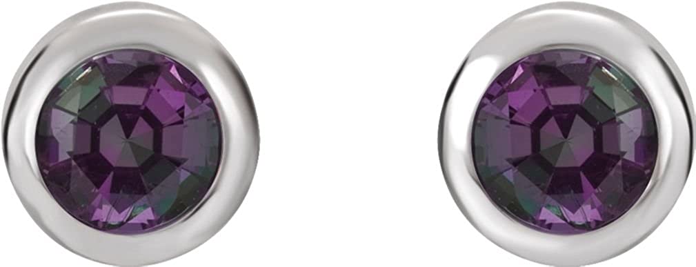 Chatham Created Alexandrite Stud Earrings, Rhodium-Plated 14k White Gold