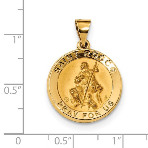 14k Yellow Gold St. Rocco Hollow Medal Pendant (21.3X18.7MM)