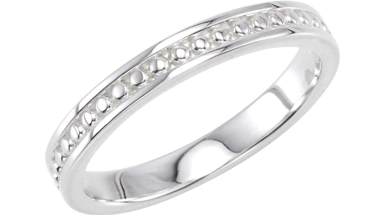 Granulated Raised Edge 2.75mm 14k White Gold Stacking Band