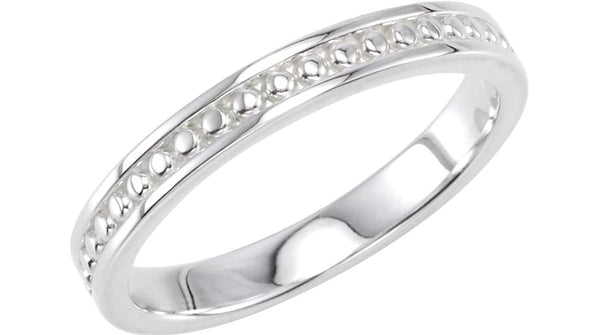 Granulated Raised Edge 2.75mm 14k White Gold Stacking Band, Size 8.5