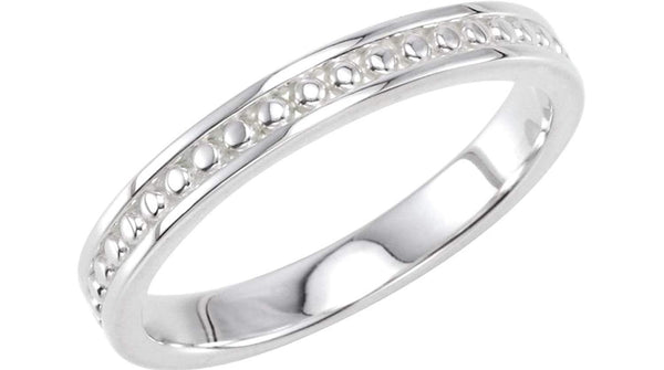 Granulated Raised Edge 2.75mm 14k White Gold Stacking Band