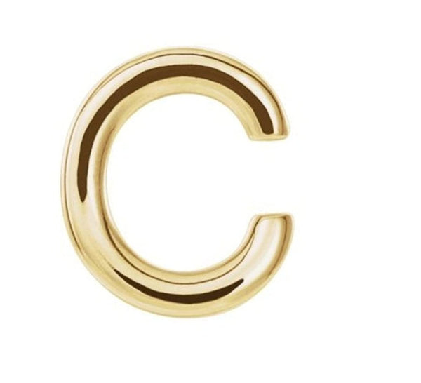 Initial Letter 'C' 14k Yellow Gold Stud Earring (Single Earring)