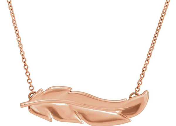 Fancy Angel Wing Necklace in 14k Rose Gold, 16-18"