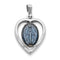 Rhodium-Plated Sterling Silver Miraculous Heart Medal (23X14MM)