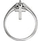 Cross Dangle Ring, 3.75mm Rhodium-Plated 14k White Gold, Size 4.25