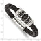 Men's Black Leather, Brushed Black IP, Stainless Steel Magnetic-Clasp Bracelet, 8.5 Inches