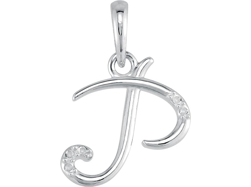 5-Stone Diamond Letter 'P' Initial 14k White Gold Pendant Necklace, 18" (.03 Cttw, GH, I1)