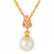 White Pearl Dangle Leaf Pendant Necklace, 10k Yellow Gold, 12k Green and Rose Gold Black Hills Gold Motif, 18" (6-6.5 MM)