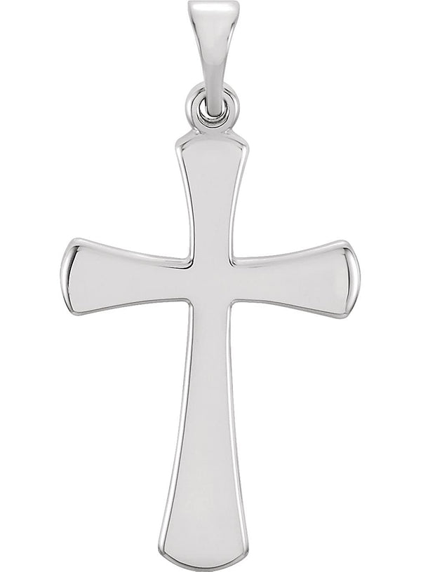 Rounded Edge Cross Rhodium-Plated 14k White Gold Pendant (19.9X9.4MM)