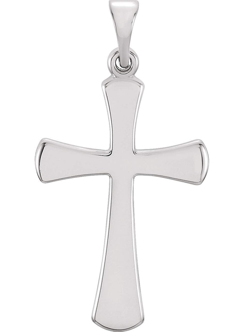 Rounded Edge Cross 14k White Gold Pendant (34.8X18.6MM)