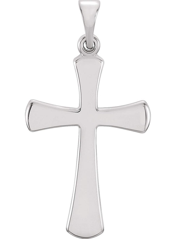 Rounded Edge Cross Sterling Silver Pendant (26X14MM)