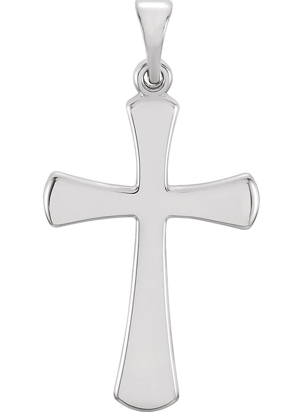 Rounded Edge Cross Sterling Silver Pendant (19.9X9.4MM)