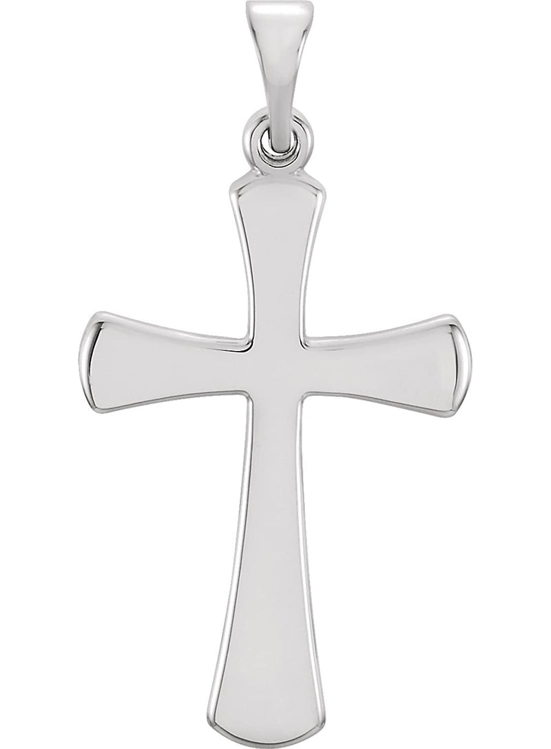 Platinum Rounded Edge Cross Pendant (19.9X9.4MM)