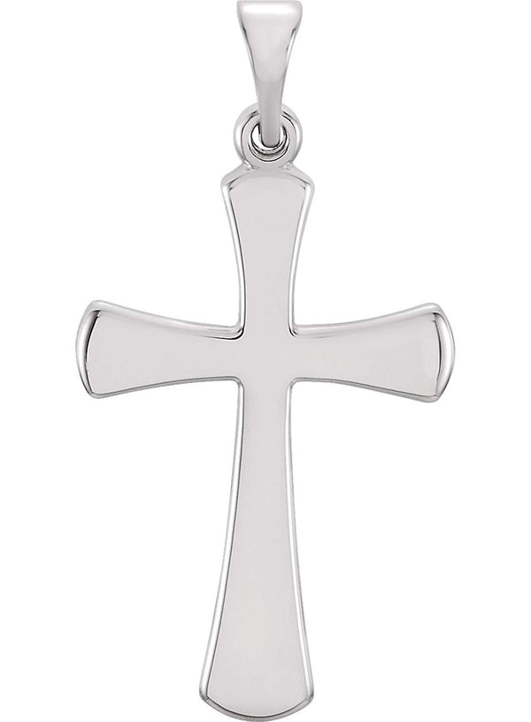 Rounded Edge Cross 14k White Gold Pendant (26X16MM)