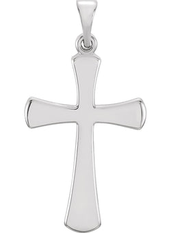 Rounded Edge Cross Sterling Silver Pendant (23.2X11.4MM)