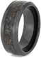 Crushed Dinosaur Bone 8mm Comfort-Fit Black Ceramic Sleeve Wedding Band, Size 12