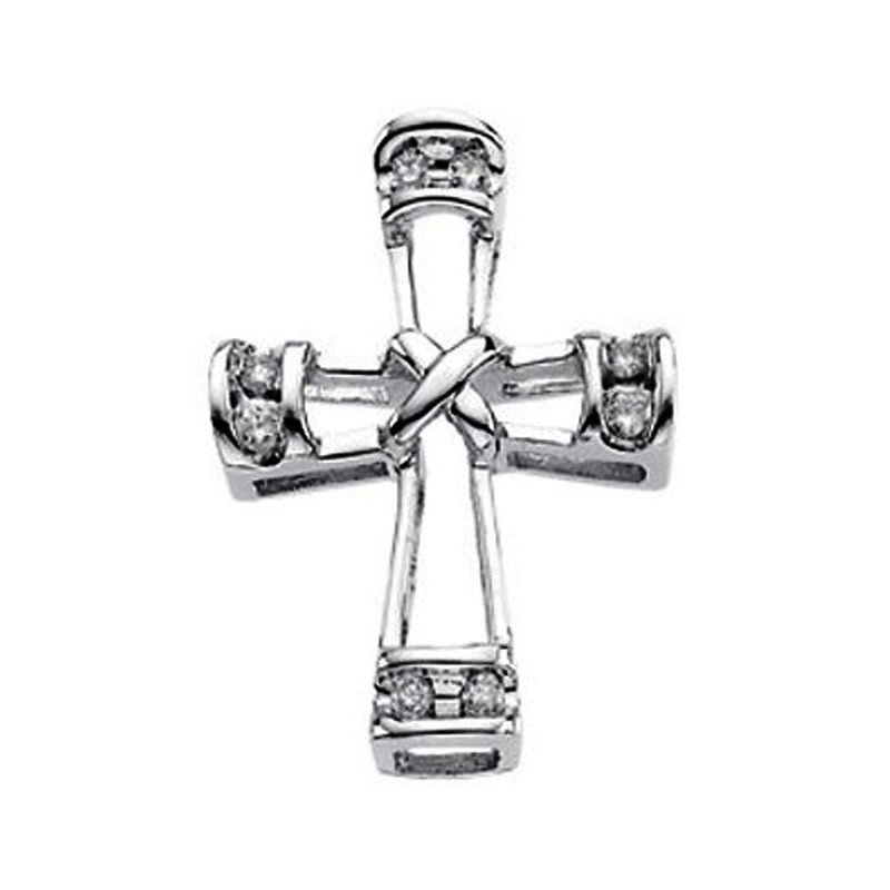Diamond Unity Cross Rhodium-Plated Sterling Silver Pendant (.08 Ct, H Color, I2 Clarity)