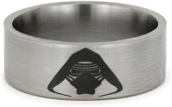 Star Wars Engraved 9mm Comfort-Fit Brushed Titanium Wedding Band, Size 5