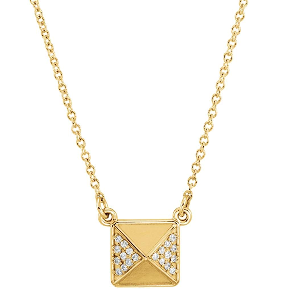 Diamond Pyramid 14k Yellow Gold Pendant Necklace, 16" (.05 Cttw)