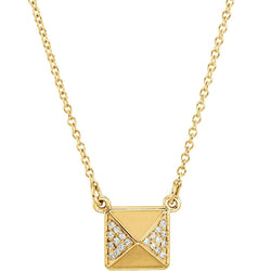 Diamond Pyramid 14k Yellow Gold Pendant Necklace, 16" (.05 Cttw)