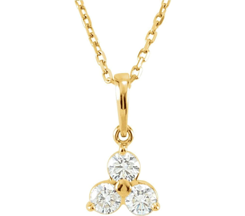 Diamond Three-Stone 14k Yellow Gold Necklace, 18" (1/3 Cttw)