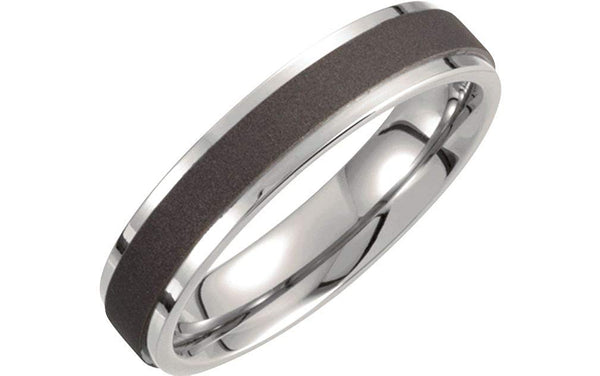 Titanium 5mm Black Satin Ridge Comfort Fit Band