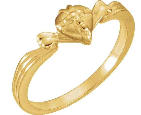 Cross Heart 10k Yellow Gold Ring