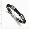 Men's Polished Stainless Steel Antiqued Skull Black Braided Leather Bracelet, 8.5"