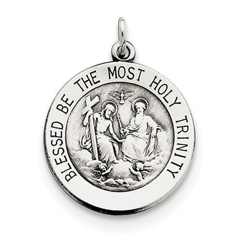 Sterling Silver Antiqued Holy Trinity Medal (26X18MM)