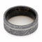 Gibeon Meteorite, Buckeye Burl Wood 8mm Comfort-Fit Brushed Titanium Wedding Band