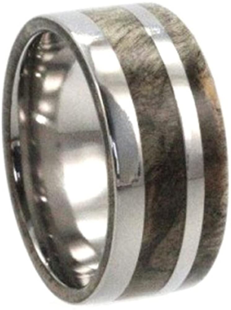 Sindora Wood 7.5mm Comfort Fit Titanium Wedding Band, Size 9.75