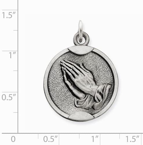 Sterling Silver Antiqued Praying Hands Medal (20X25MM)