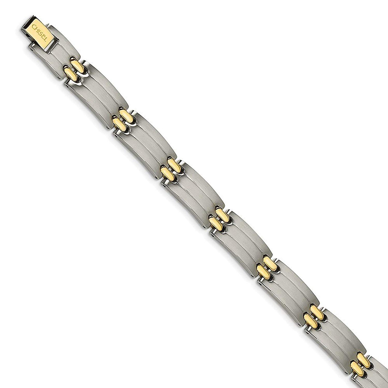 Men's Polished Stainless Steel 10mm Yellow IP-Plated Bracelet, 8.75"