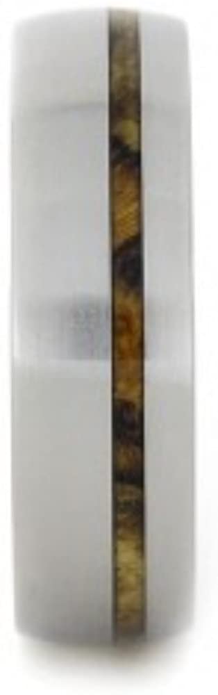 Yellow Sindora Wood 7mm Comfort-Fit Matte Titanium Wedding Band, Size 15.25