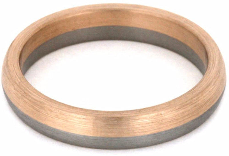 14k Rose Gold and Brushed Titanium 4mm Comfort-Fit Band, Size 12.5