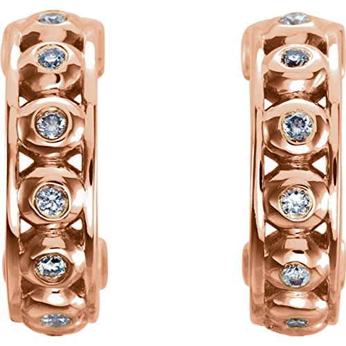 Bezel Set Diamond J Hoop Earrings, 14k Rose Gold (1/10 Ctw, G-H Color, Clarity I1)