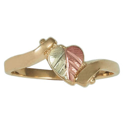 Heart 10k Yellow Gold Ring, 12k Green Gold, 12k Rose Gold Black Hills Gold Motif, Size 10