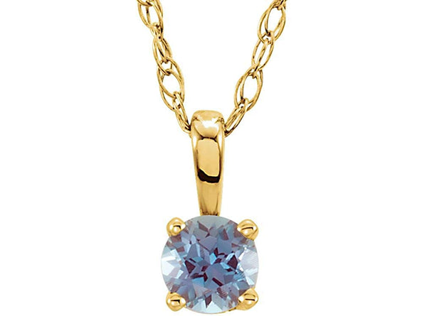 Children's Chatham Created Alexandrite 'June' Birthstone Children's 14k Yellow Gold Pendant Necklace, 14"