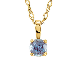 Children's Imitation Alexandrite 'June' Birthstone 14k Yellow Gold Pendant Necklace, 14"