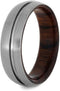 Matte Titanium Grooved Pinstripe 6mm Comfort-Fit Ironwood Band, Size 15