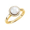 White Freshwater Cultured Pearl and Diamond Halo Ring, 14k Yellow Gold (7.5-8mm) (.08Ctw, G-H Color, I1 Clarity)