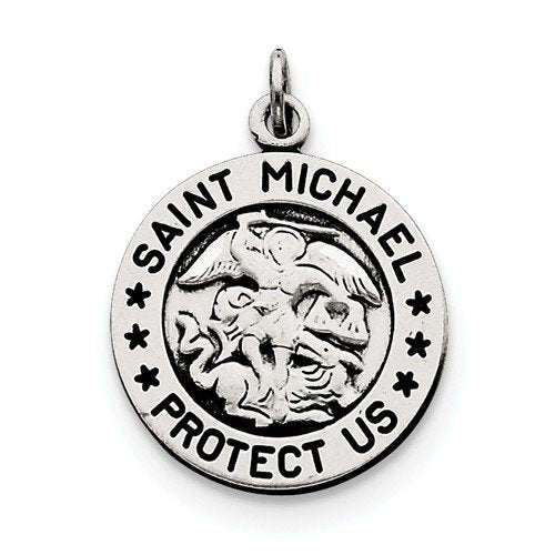 Sterling Silver Antiqued Saint Michael Army Medal (26X20MM)