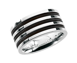 Sterling Silver and Black Rubber 7mm Band