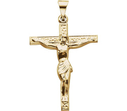 Hammered Crucifix 18k Yellow Gold Pendant (24.5X19.2MM)