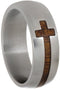 Cross Koa Wood Inlay 8mm Comfort-Fit Matte Titanium Wedding Band