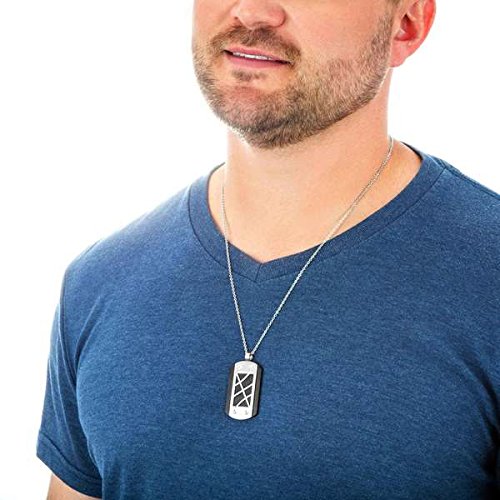 Men's Two-Tone Black-Plated Dog Tag Pendant Necklace, Stainless Steel, 24"
