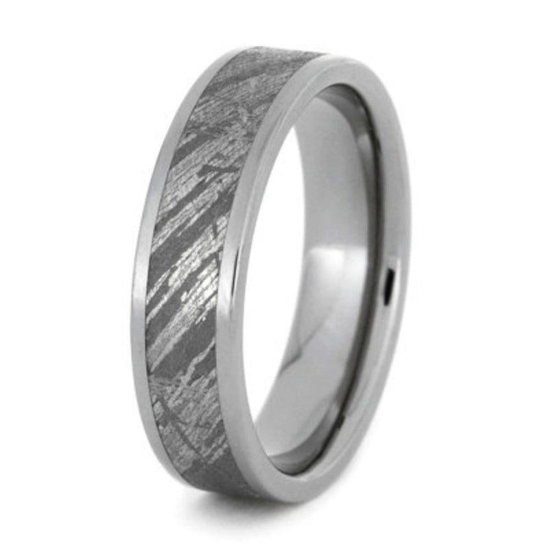 Gibeon Meteorite Inlay 6mm Comfort Fit Titanium Wedding Band, Size 10