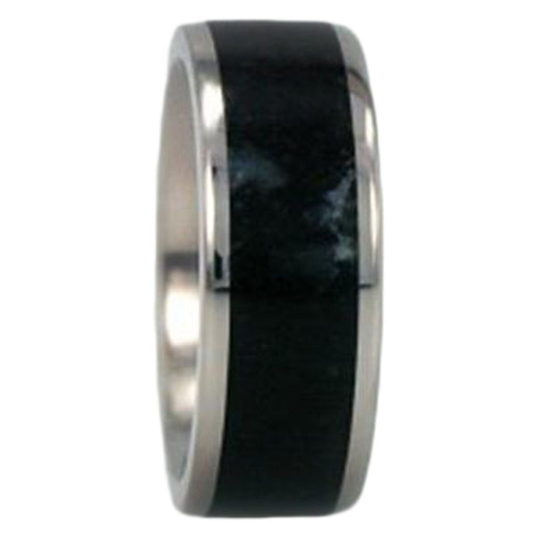 Black Jade Inlay 8mm Comfort-Fit Titanium Wedding Band